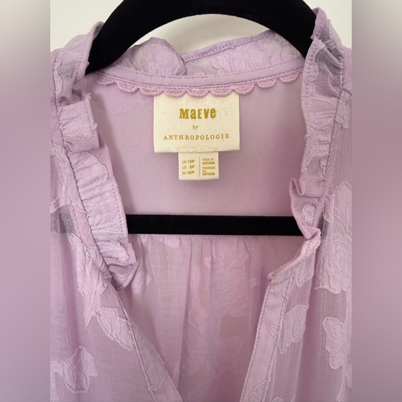 Anthropologie Maeve Mallory burnout lavender blouse. Size 8. Worn once. - Picture 4 of 6